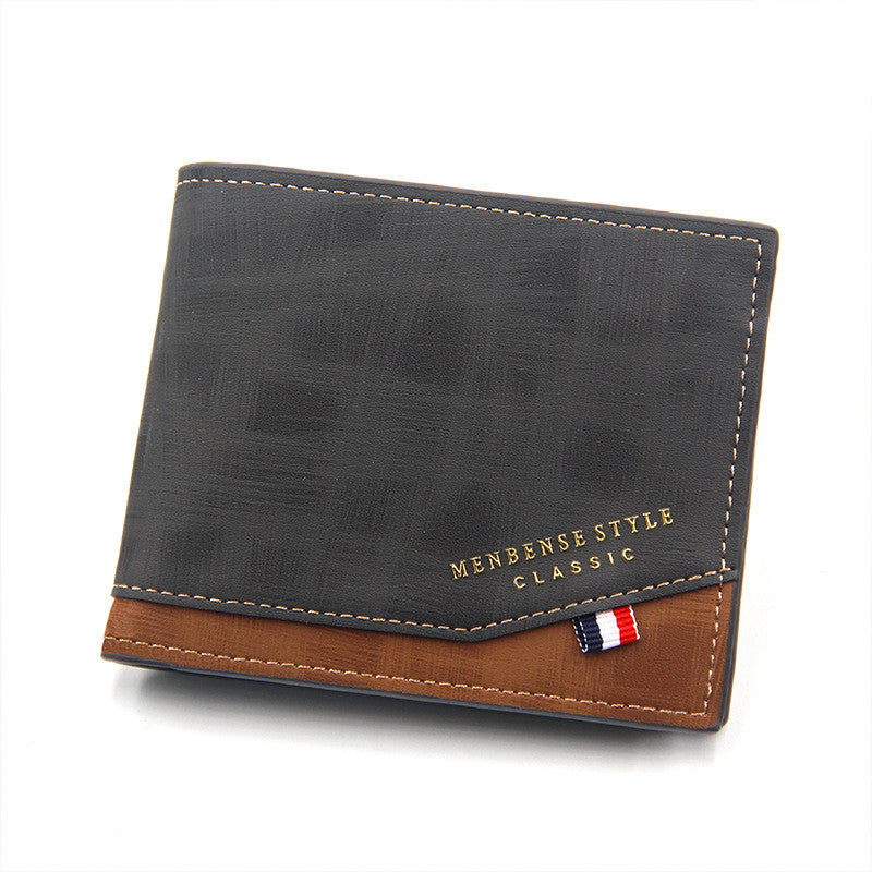 Black and brown wallet with «Menbense Style» branding on white background.