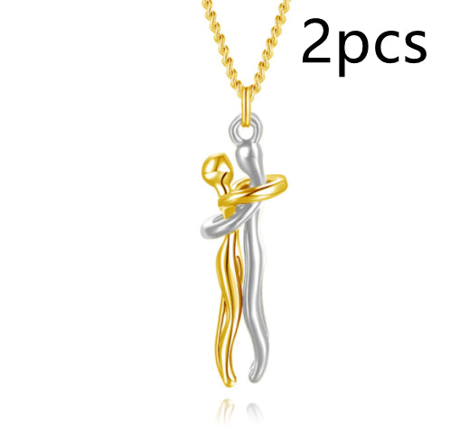 Two gold and silver pendant necklaces on a white background with «2pcs» text.