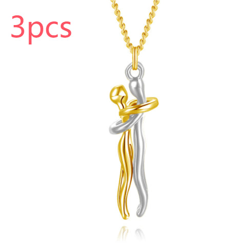 Gold and silver pendant necklace on a white background with «3pcs» text.