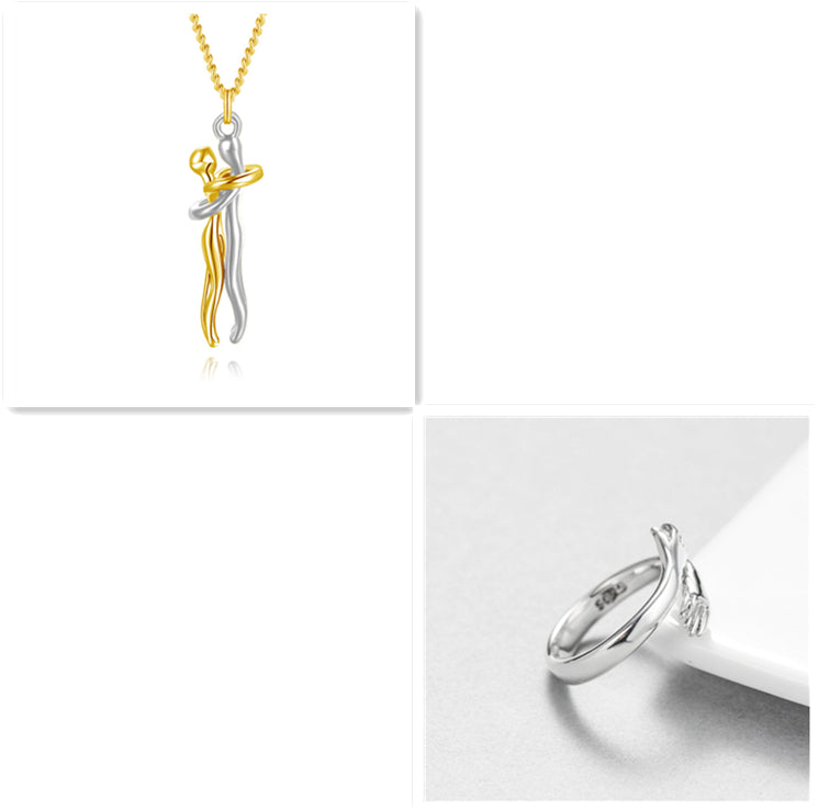 Gold and silver pendant on a white background.