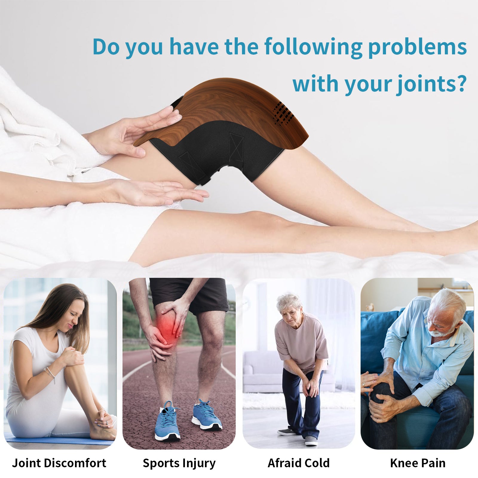 Promotional image for joint pain relief products with people experiencing various joint issues.