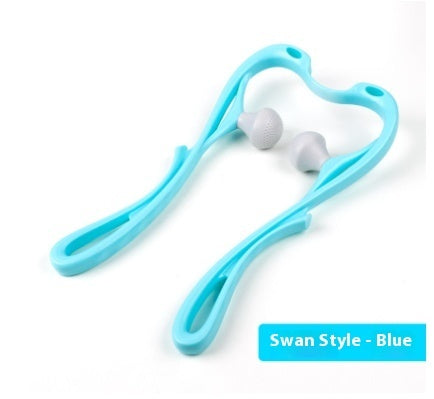 Light blue swan-style neck roller on a white background.