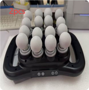 Massage gun with 16 heads and «2pcs» text.