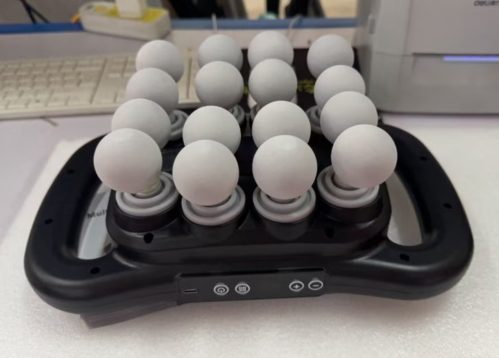Massage gun with 16 heads.