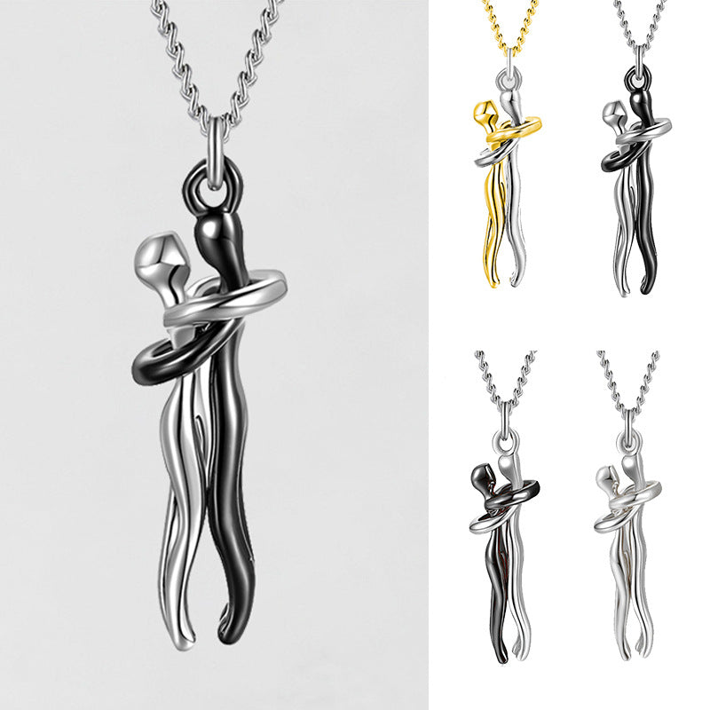Collection of sword-shaped pendants on chains against a white background.